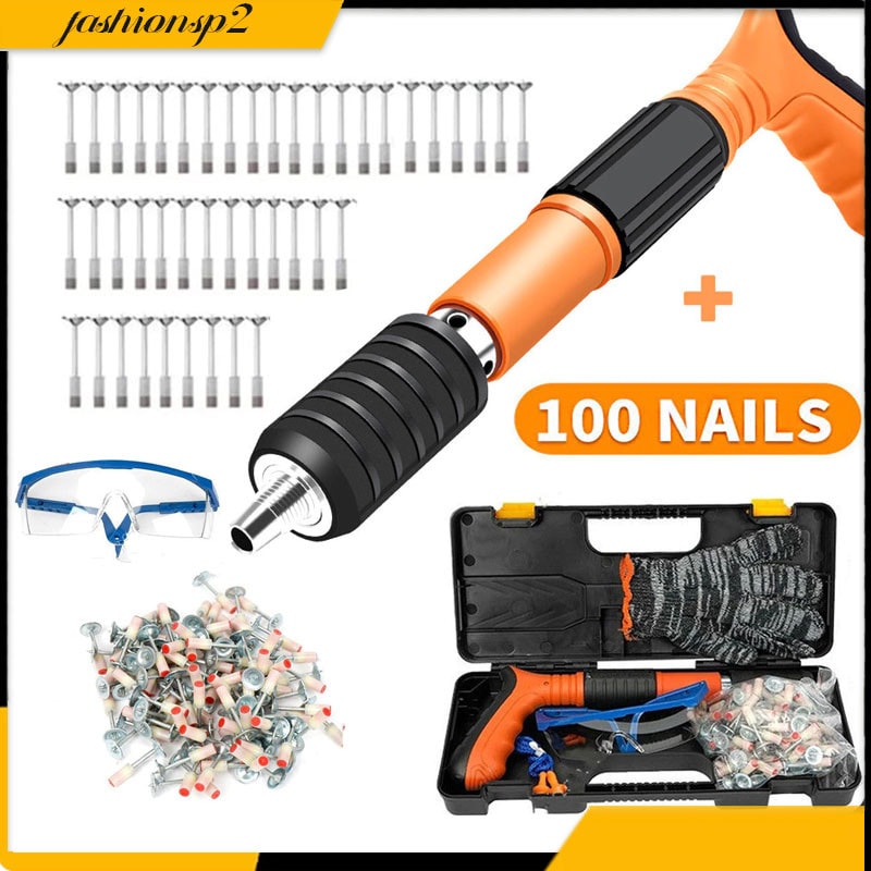 Imagem do Pistola De Fixacao De Acao Direta Finca Pinos 100 Pinos E Luva Oculos