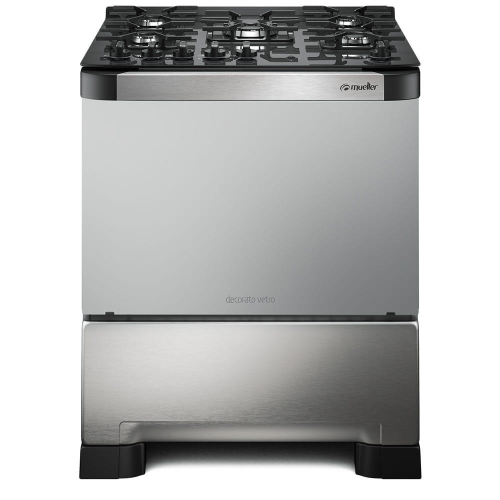 Imagem do Fogao Mueller 5 Bocas Decorato Vetro Inox Com Mesa De Vidro