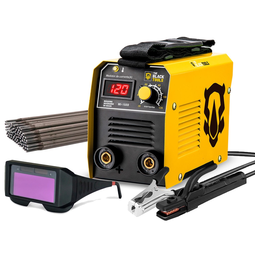 Imagem do Maquina Inversora De Solda Mma Mi150d 120a Com Eletrodo E Oculos The Black Tools