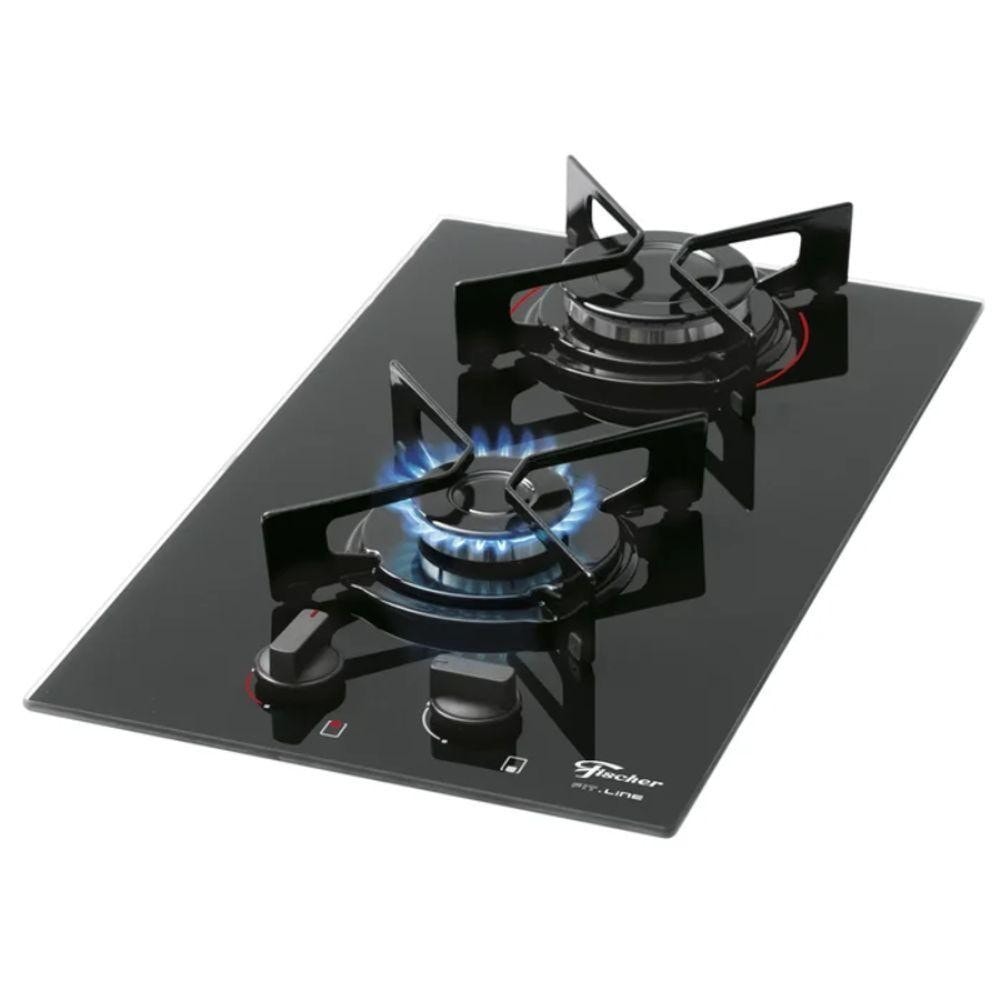 Imagem do Fogao Cooktop Fit Line Gas Mesa Vidro Preto Fischer 2 Bocas