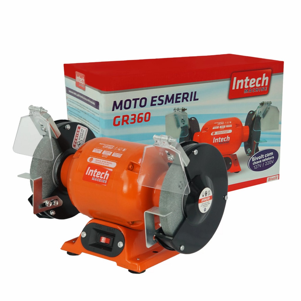 Imagem do Moto Esmeril De Bancada Profissional 1 2 Hp Gr360 Intech Machine Bivolt