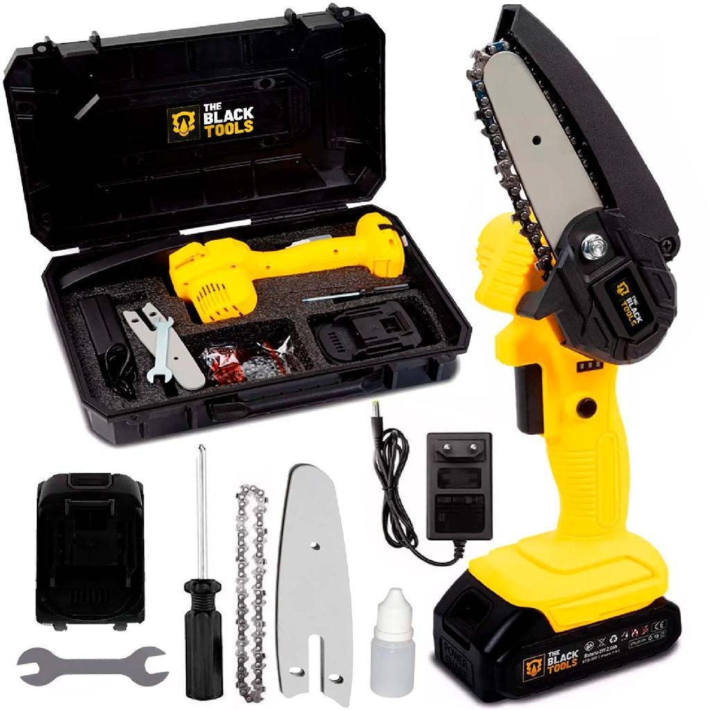 Imagem do Motosserra Mini Bts 100 Bateria Recarregavel 21v The Black Tools Cor Amarelo