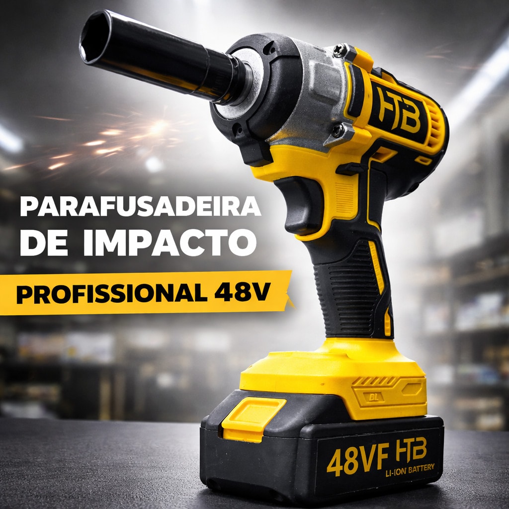 Imagem do Chave De Impacto Profissional Com 2 Baterias 48v Recarregavel Parafusadeira Pneumatica Bivolt