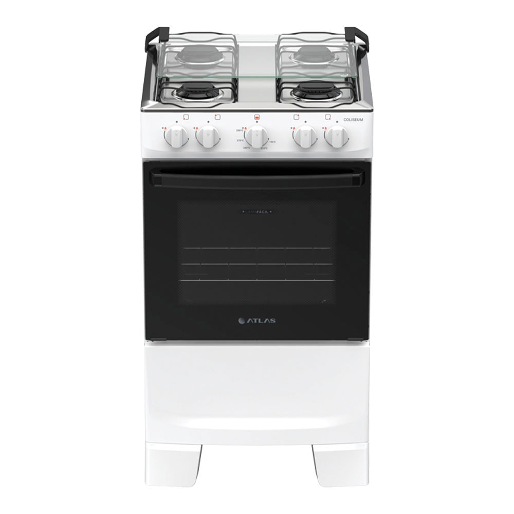Imagem do Fogao 4 Bocas A Gas Atlas Coliseum Plus Com Mesa De Inox Branco