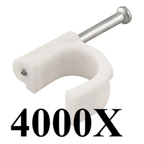Imagem do Kit 4000 Grampo Fixa Fio Cabo Coaxial Miguelo 6mm Branco