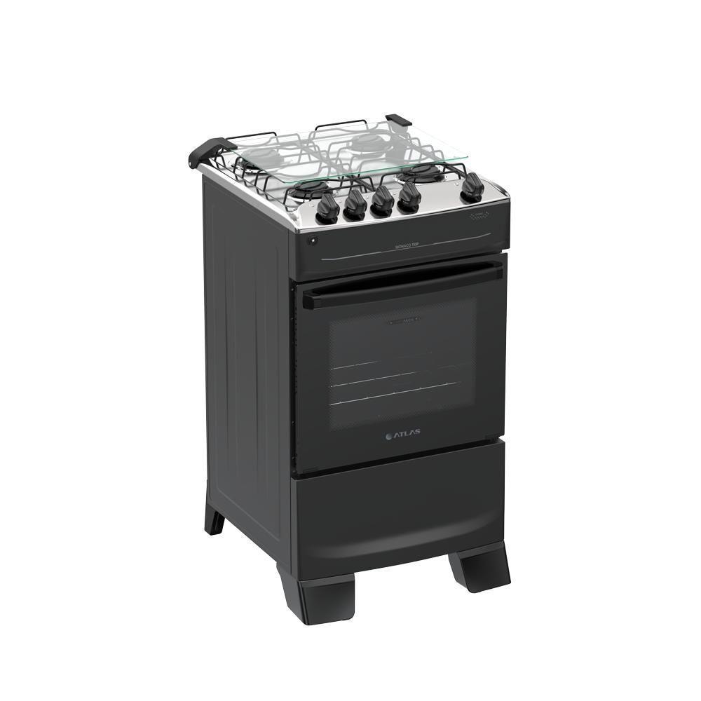 Imagem do Fogao 4 Bocas Atlas Monaco Top Mesa De Inox A Gas Preto Bivolt
