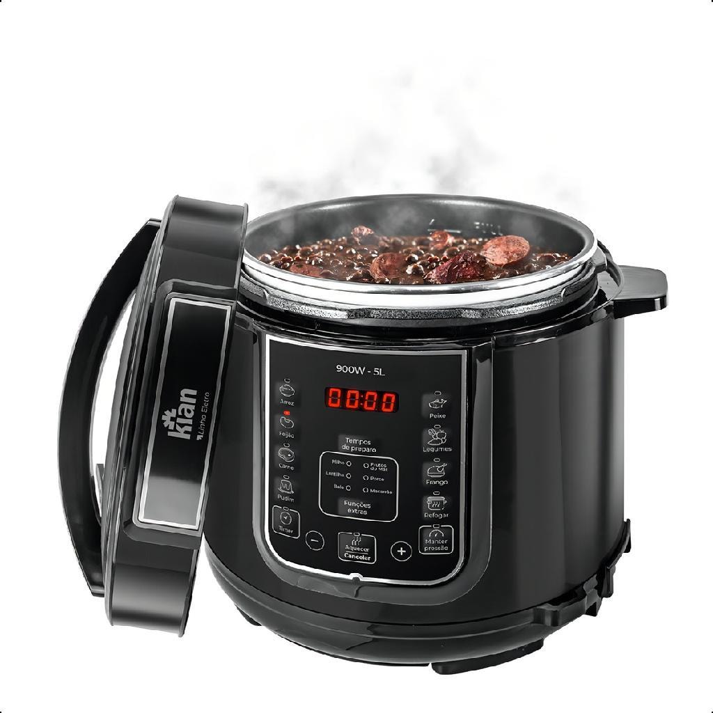Imagem do Panela De Pressao Eletrica 5 Litros Aco Inox Preto Multifuncional Kian Ppe 101 220v