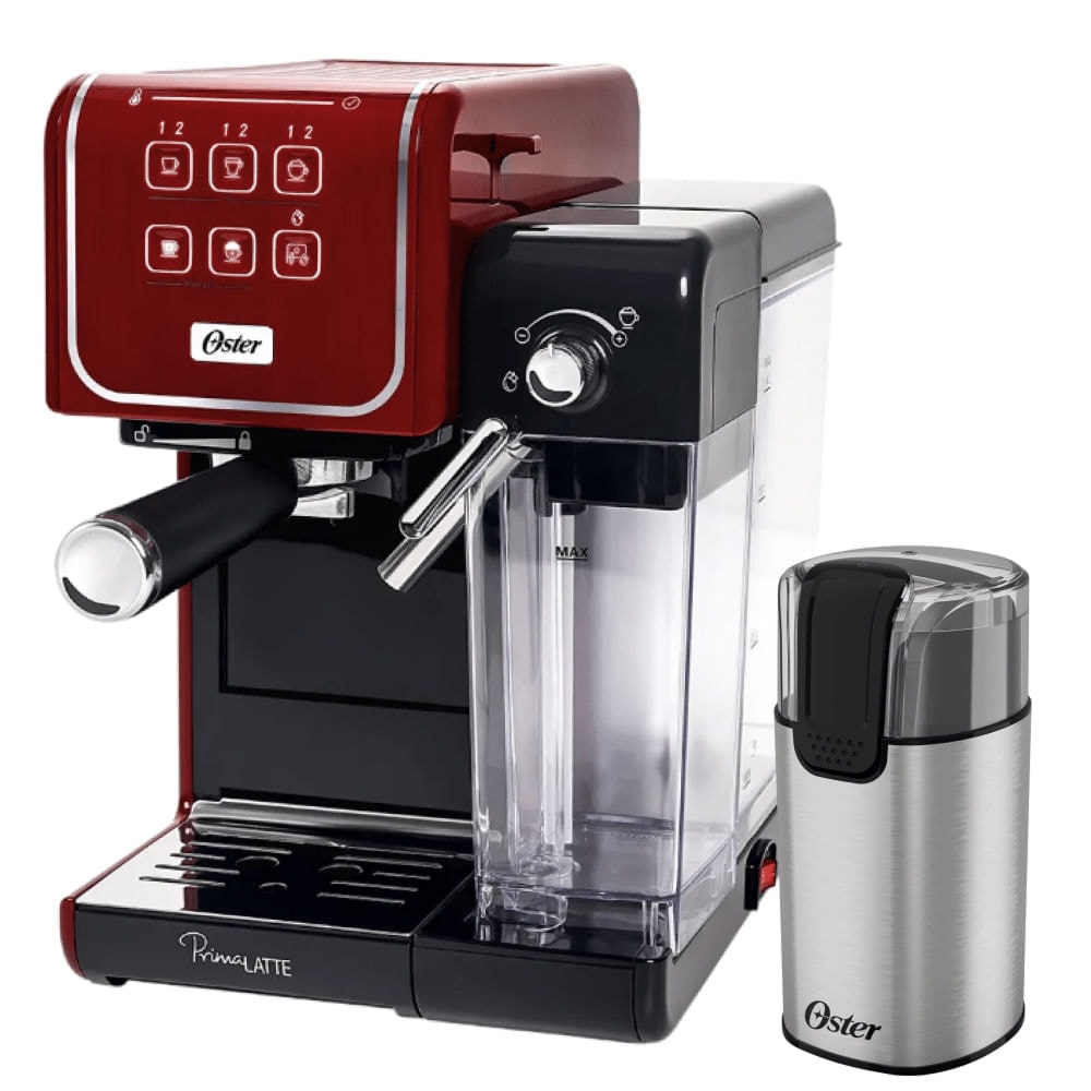 Imagem do Kit Cafeteira Primalatte Touch Red E Moedor De Cafe Eletrico Oster