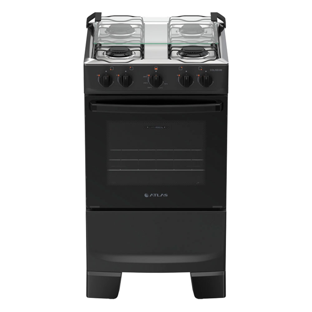 Imagem do Fogao 4 Bocas A Gas Atlas Coliseum Plus Com Mesa De Inox Preto