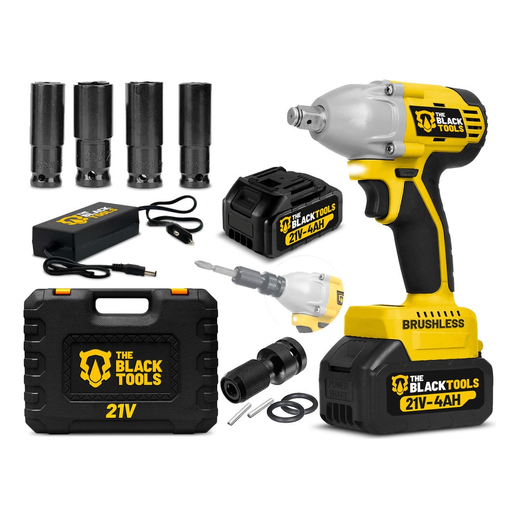 Imagem do Chave De Impacto A Bateria 21v 1 2 Pol 2400 Rpm Bivolt Com Acessorios E Maleta The Black Tools
