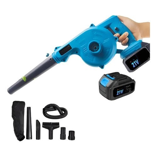 Imagem do Soprador De Folhas Com 2 Bateria 21v Aspirador Eletrico Cor Azul 127 220v