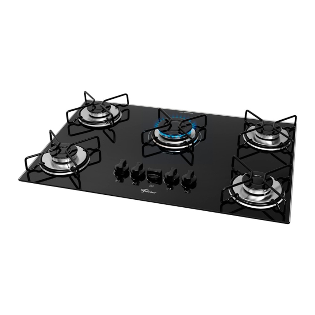 Imagem do Cooktop A Gas De 5 Bocas Fit Line Mesa Vidro 220v Fischer