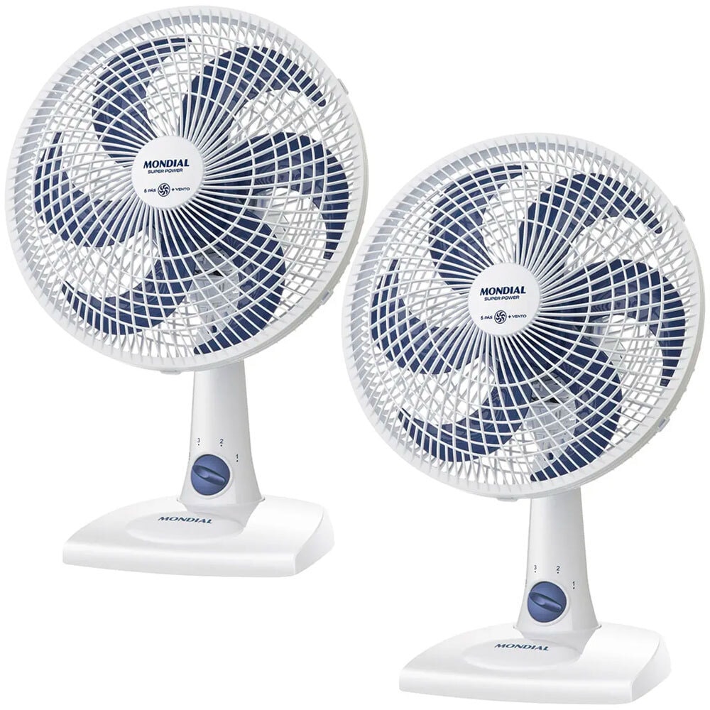 Imagem do Kit 2 Ventiladores De Mesa 30 Cm 6 Pas 3 Velocidades Super Power Vsp 30 W Mondial