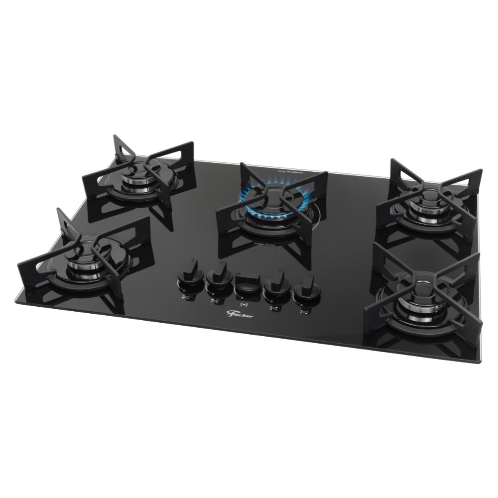 Imagem do Cooktop A Gas Fischer 5 Bocas Fit Line Trempe Iron