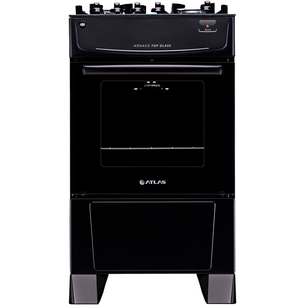 Imagem do Fogao A Gas De Piso 4 Bocas Atlas Monaco Top Glass Mesa De Vidro
