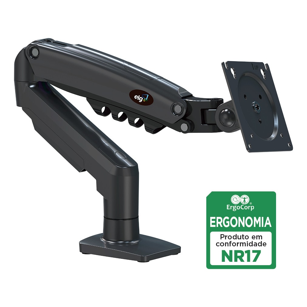 Imagem do Suporte Articulado De Mesa F80n Com Pistao A Gas Para Monitores De 17 A 35 Preto Elg
