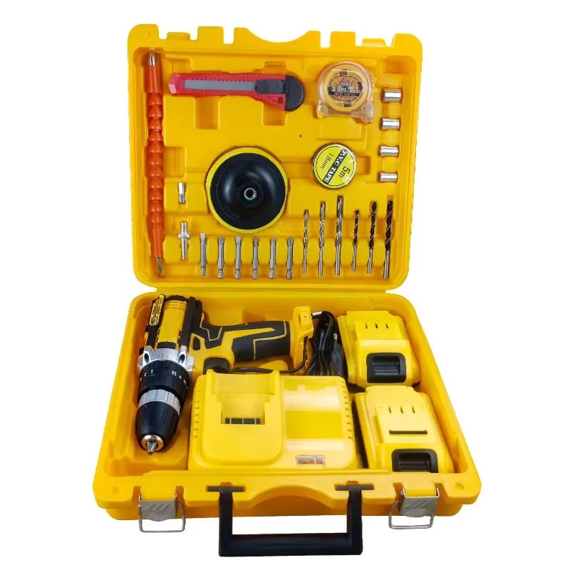 Imagem do Parafusadeira Furadeira De Impacto 21v Brushless Com 2 Baterias Bivolt Kit Completo Com Maleta Acessorios