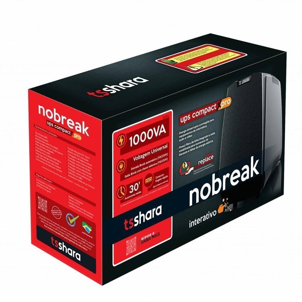 Imagem do Nobreak Ts Shara Xpro Compact 1000va Bivolt Automatico Com 6 Tomadas Modelo 4528