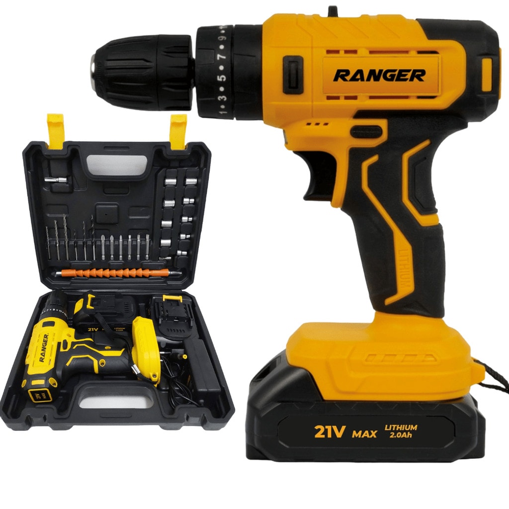 Imagem do Parafusadeira Furadeira De Impacto Bivolt 21v 2 Baterias Com Maleta