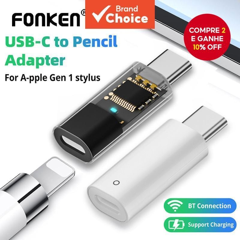 Imagem do Adaptador Fonken Usb C Stylus Para Apple Pencil 1a Geracao Suporta Emparelhamento Bluetooth Ipad 10a 11a