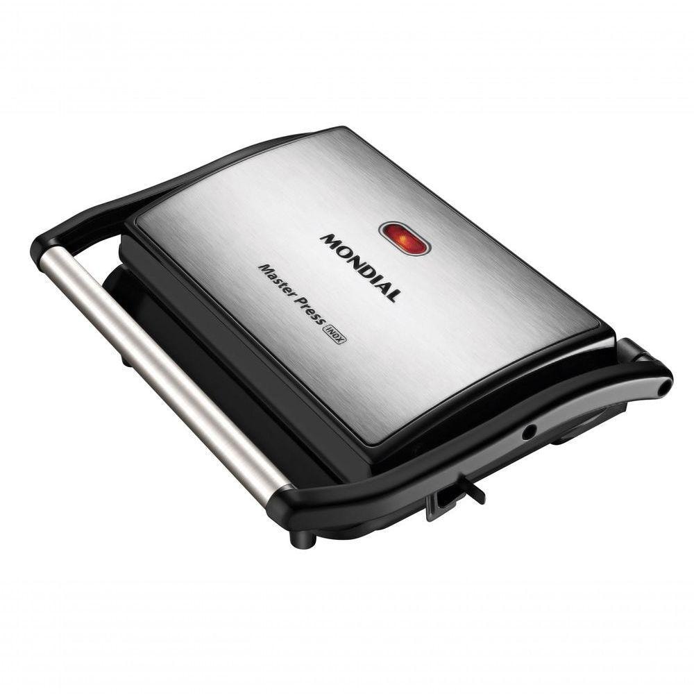 Imagem do Grill Master Press Inox Mondial Pg 01 Cl Chapa 3 Em 1 1000w Preto 110v