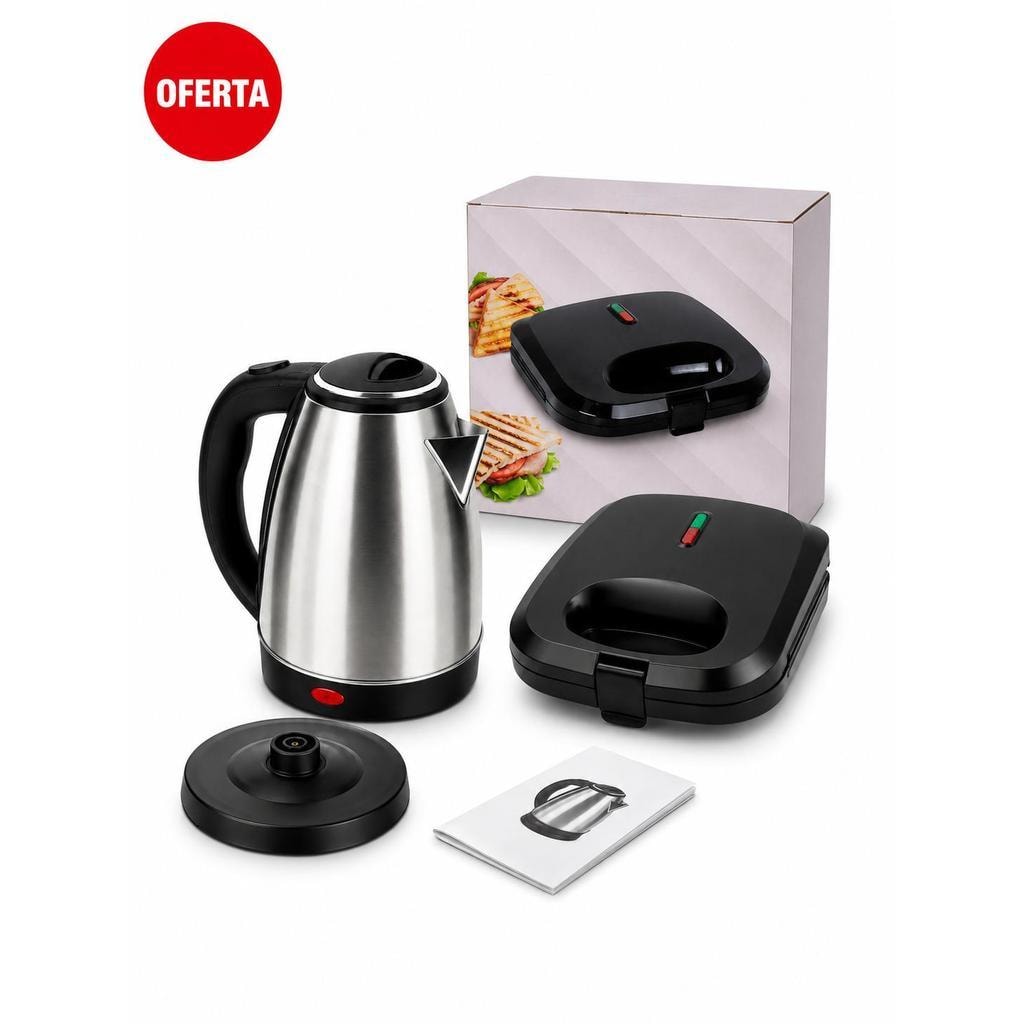 Imagem do Kit Chaleira Eletrica Inox Sanduicheira Grill Startools 2 Em 1 127v 750w