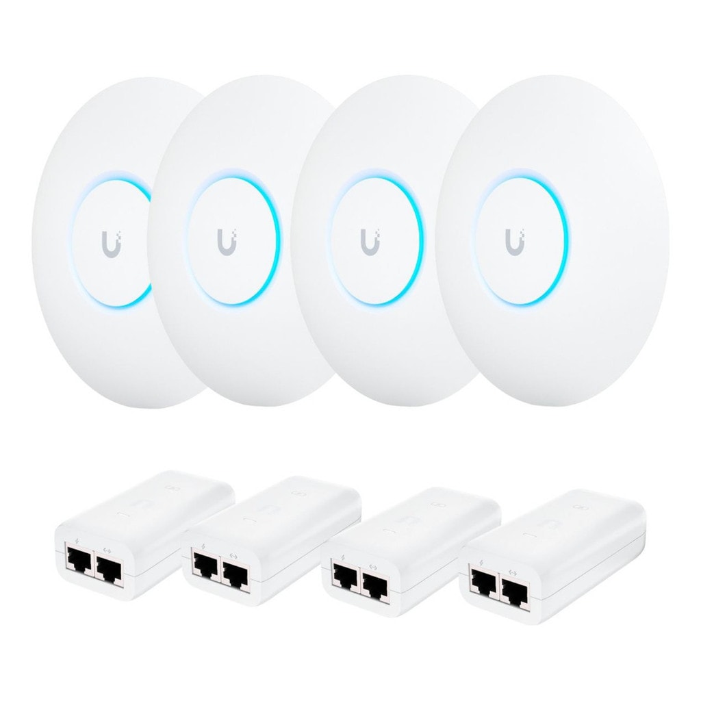 Imagem do Access Point Ubiquiti Unifi U6 Plus Fonte Poe Kit C 4unid