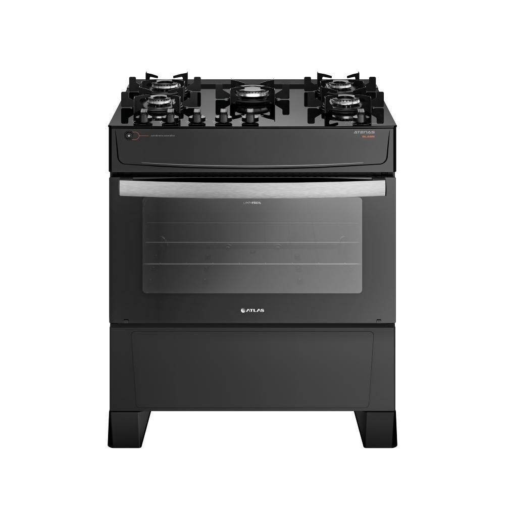 Imagem do Fogao Atlas 5 Bocas Atenas Glass Com Mesa De Vidro Bivolt Preto