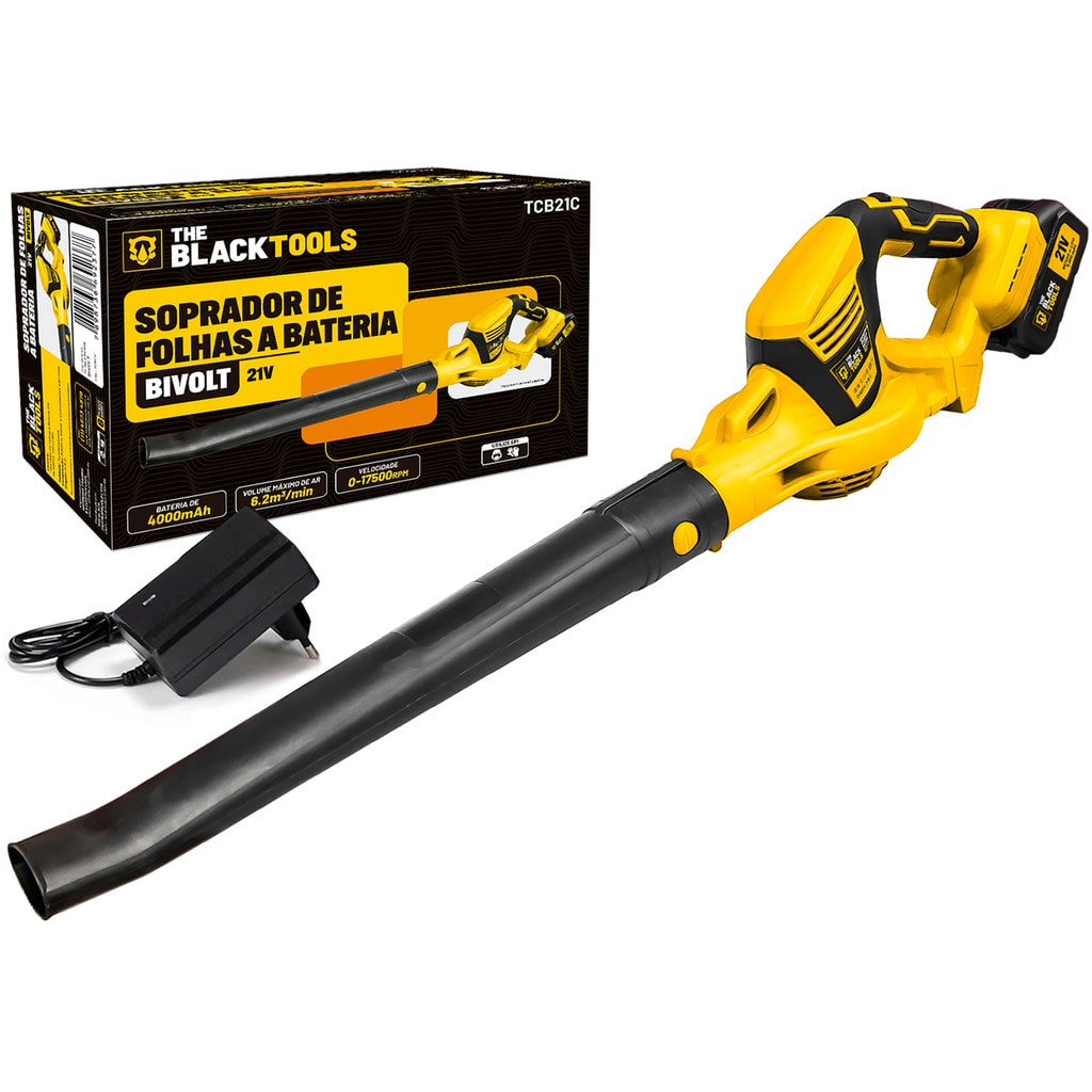 Imagem do Soprador De Folhas A Bateria 21v Eletrico Bivolt Cor Amarelo 110v 220v Tcb21c The Black Tools