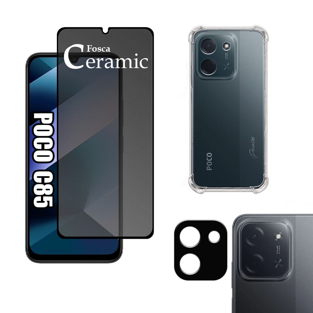 Imagem do Kit Para Xiaomi Poco C85 Pelicula De Privacidade Fosca 9d Capa Camera