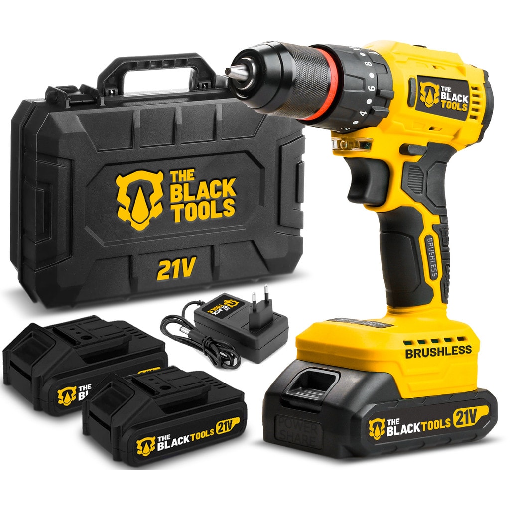 Imagem do Furadeira E Parafusadeira De Impacto Brushless 2 Baterias 21v Tb 21b The Black Tools