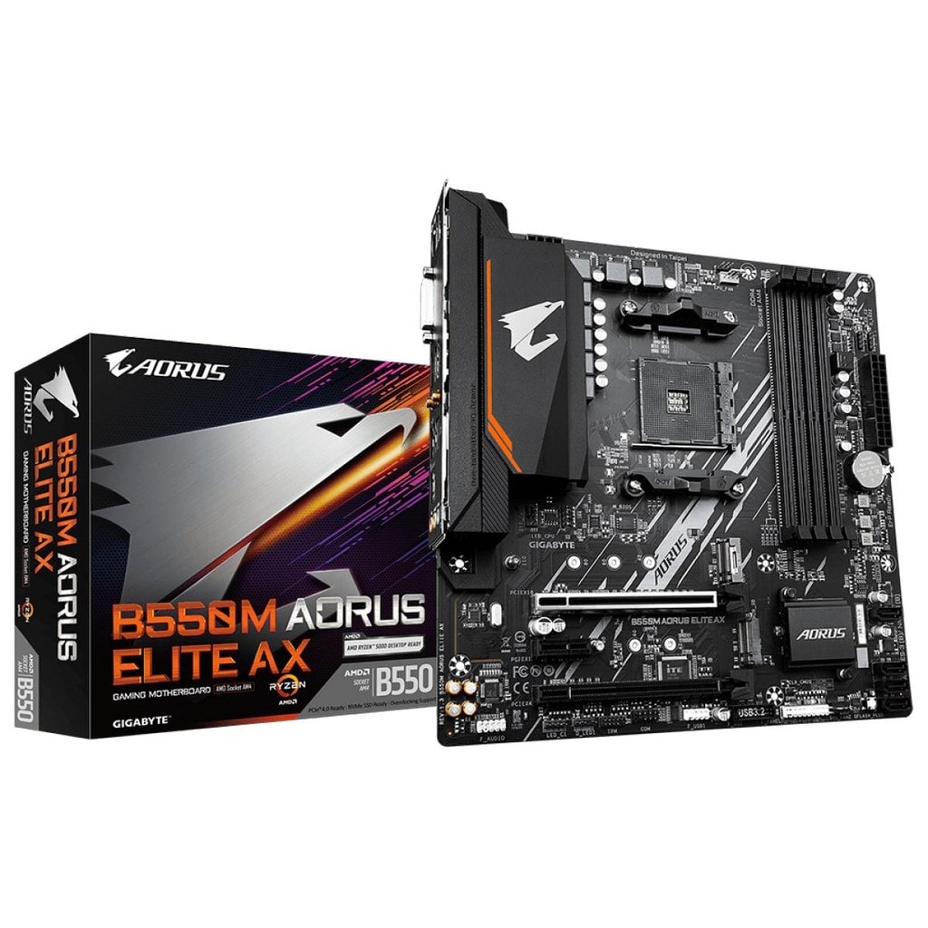 Imagem do Placa Mae Gigabyte B550m Aorus Elite Ax Chipset B550 Amd Am4 Matx Ddr4