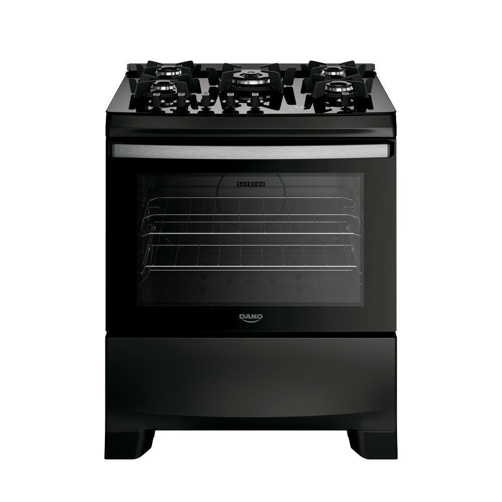 Imagem do Fogao 5 Bocas Dako Supreme Black Glass Digital Bivolt