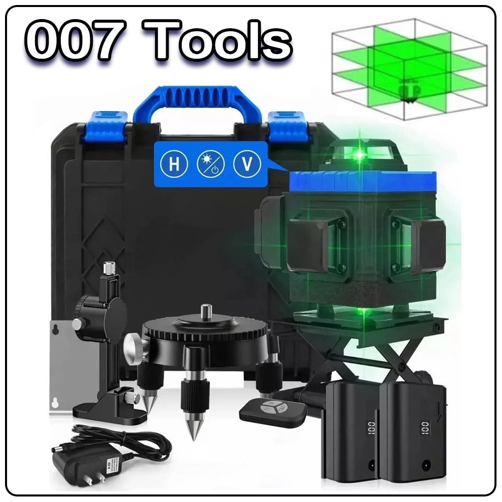 Imagem do Kit De Nivel A Laser Verde 4d De 16 Linhas Nivelamento Automatico Com Suporte E Bateria