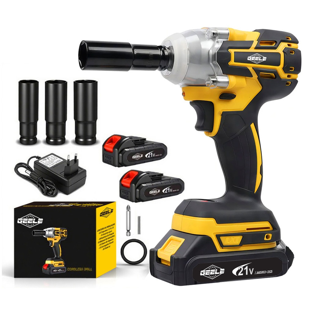 Imagem do Chave De Impacto Parafusadeira 2 Bateria 21v Brushless 300n Geele