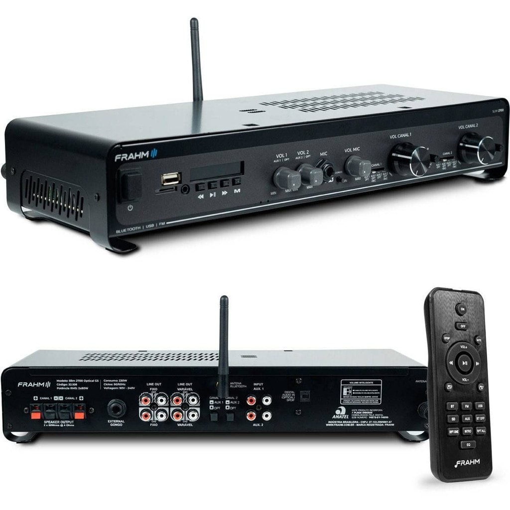 Imagem do Amplificador Frahm Slim 2700 G5 Optical Bluetooth 160w Preto