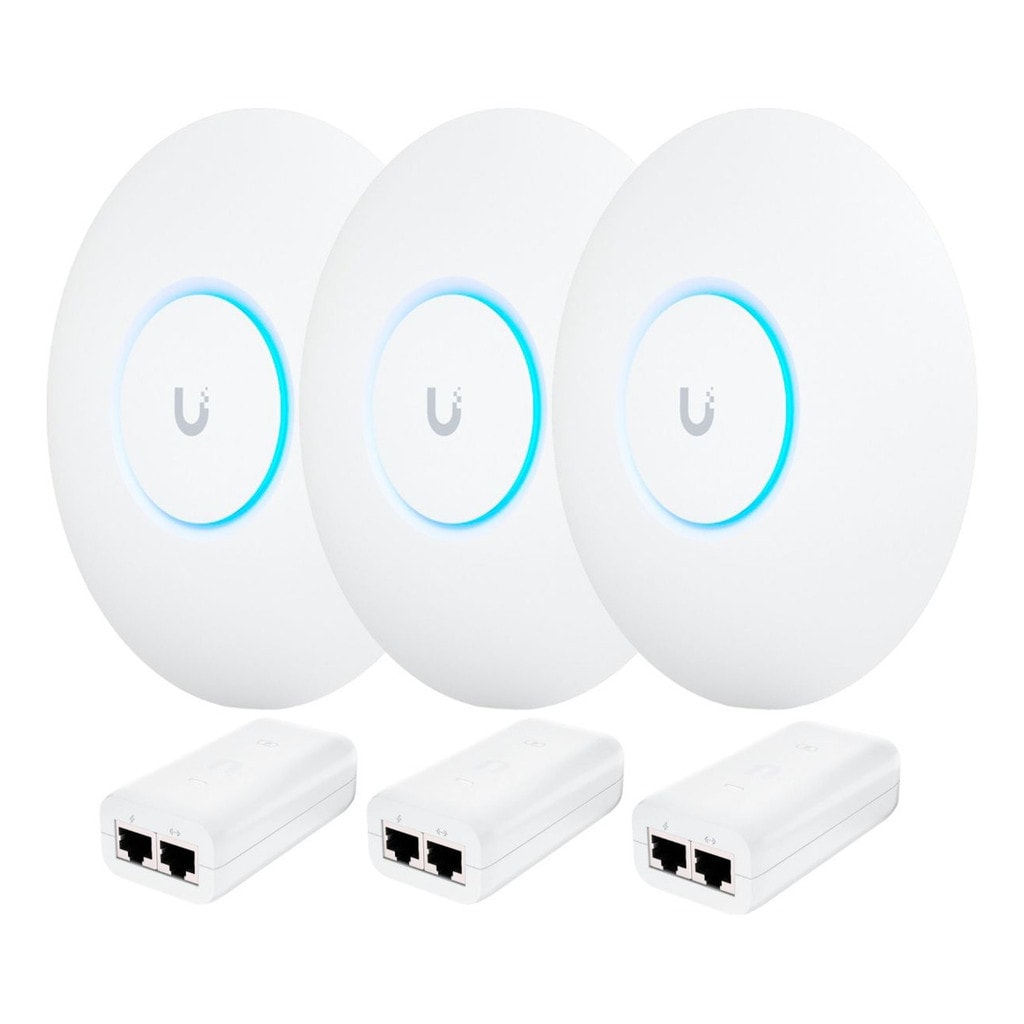 Imagem do Access Point Ubiquiti Unifi U6 Plus Fonte Poe Kit Com 3unid