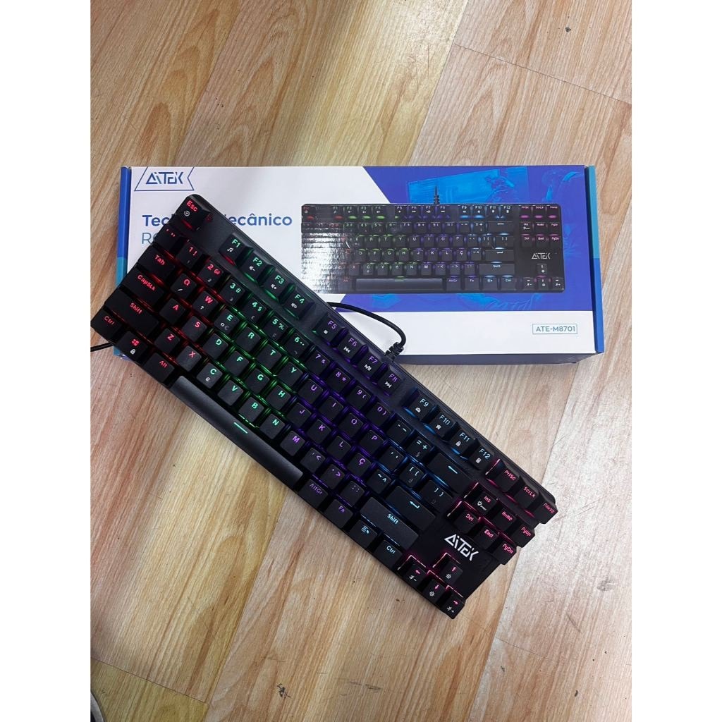 Imagem do Teclado Gamer Mecanico Usb Com Fio 75 Argb Switch Azul 87 Teclas Pc E Notebook Aitek
