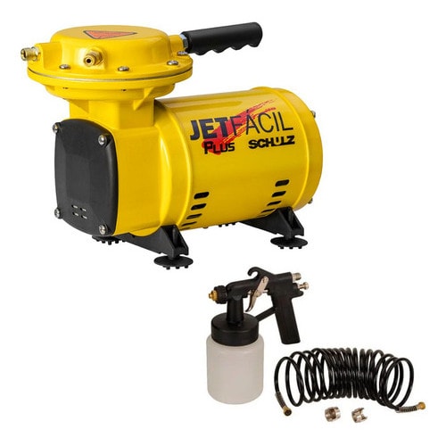 Imagem do Compressor De Ar Schulz Jet Facil Plus 127v Com Acessorios Cor Amarelo