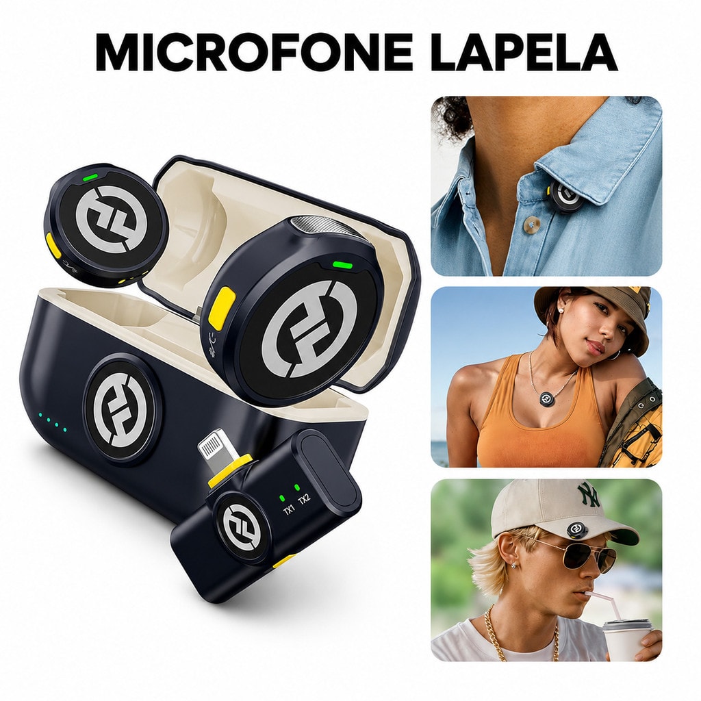 Imagem do Microfone De Lapela Sem Fio Hollyland Lark M2 Versao Lighting Usb C Camera Combo Duo Original