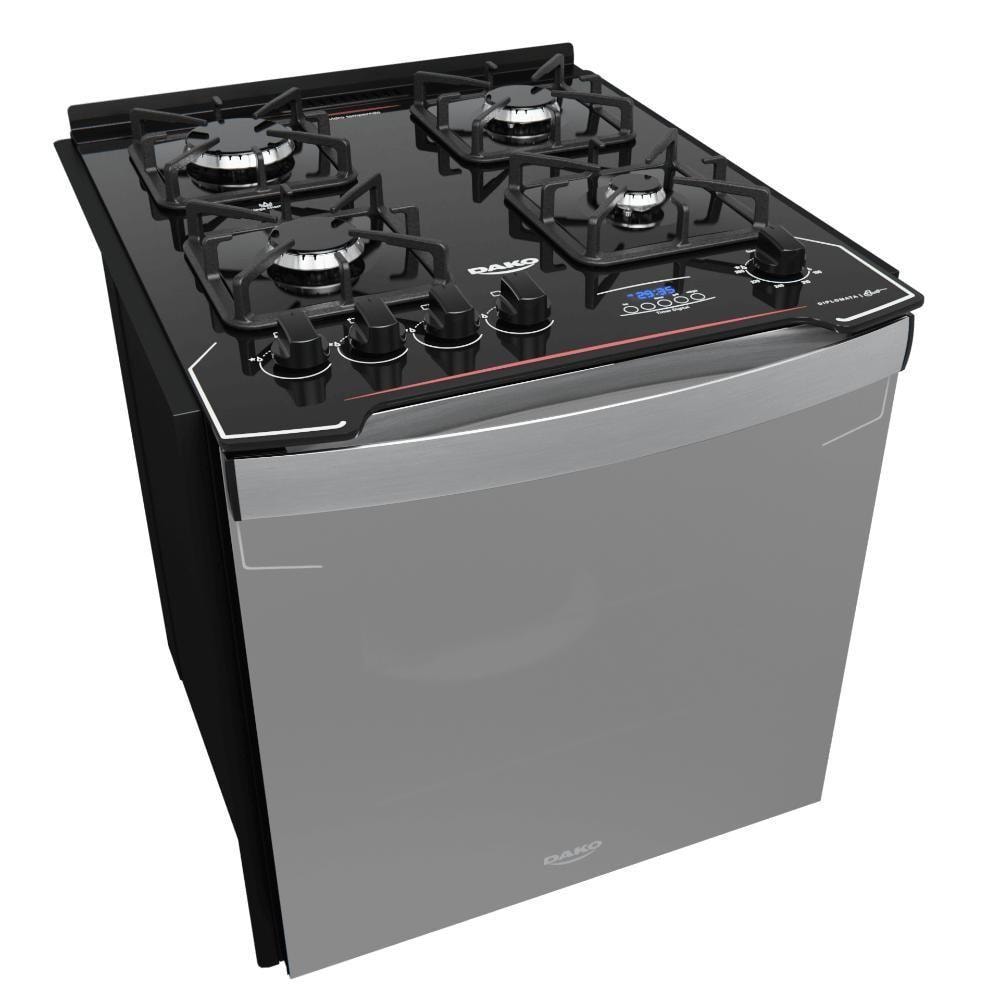 Imagem do Fogao De Embutir 4 Bocas Preto C Frente Espelhada E Timer Digital Dako Diplomata Grill Style Bivolt