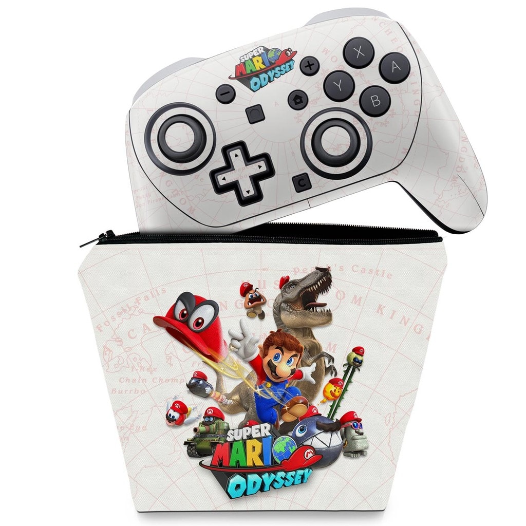 Imagem do Capa Case E Skin Anti Rage Para Nintendo Switch 2 Pro Controle Super Mario Odyssey