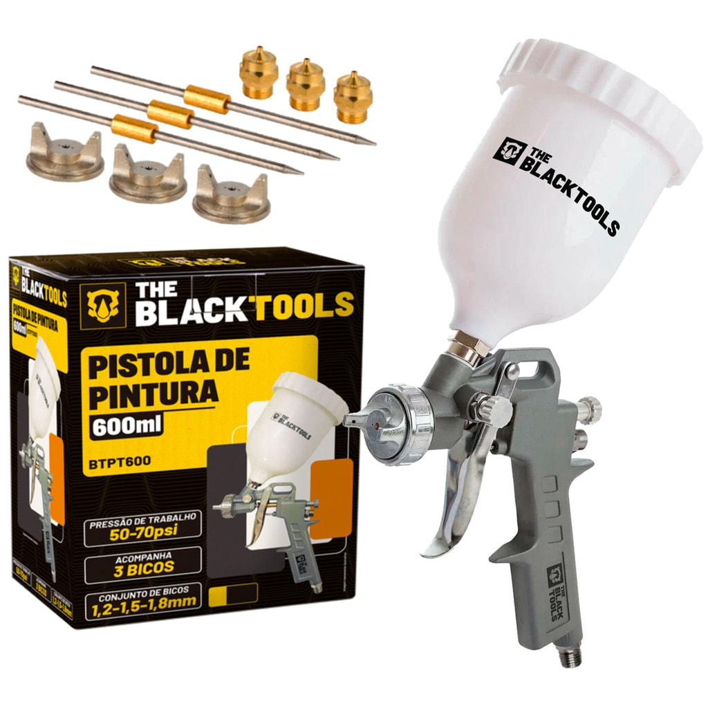 Imagem do Pistolas De Pintura Profissional Hvlp Bicos 1 2 1 5 1 8mm The Black Tools