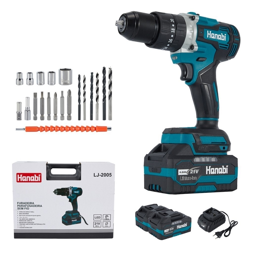 Imagem do Parafusadeira Furadeira Impacto Brushless 4ah 21v 13mm 80nm Azul Petroleo 21v