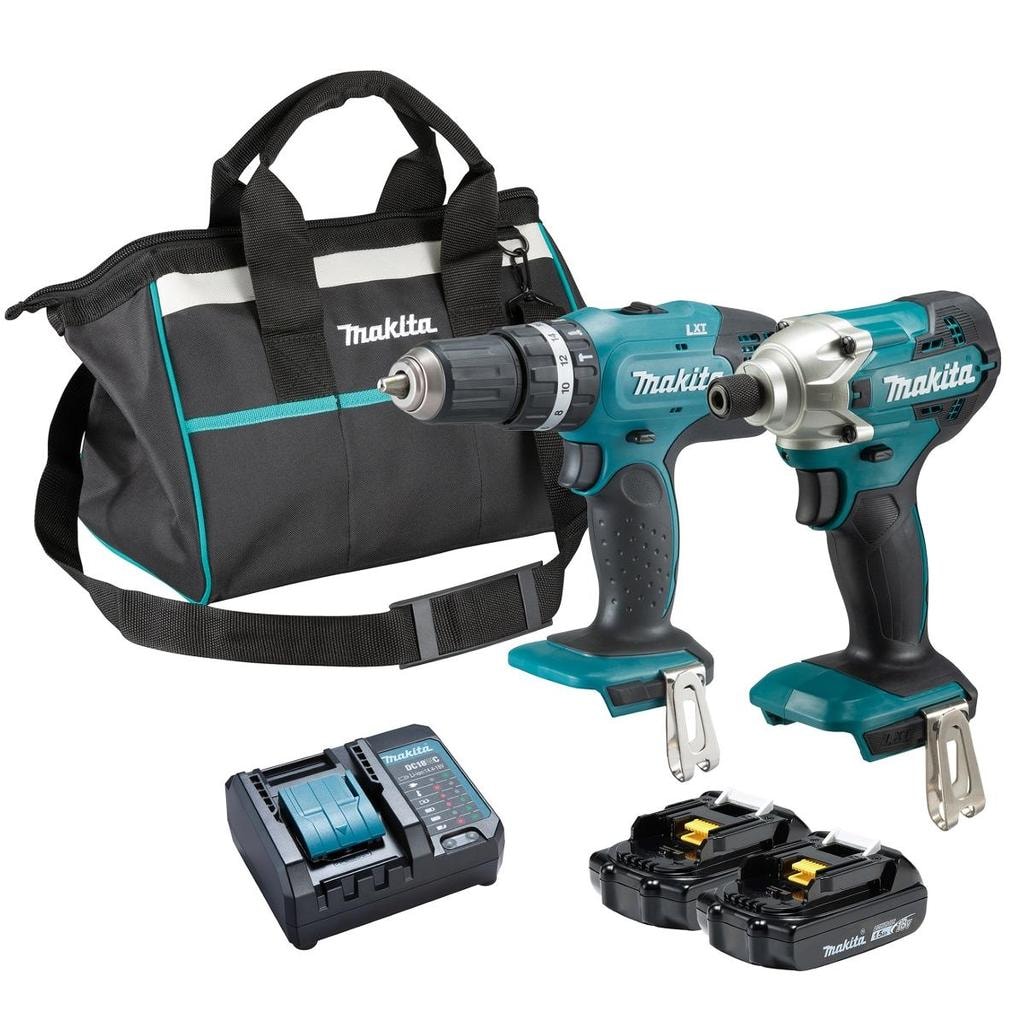 Imagem do Kit Makita Dlx2336y01 Parafusadeira Furadeira 2 Baterias