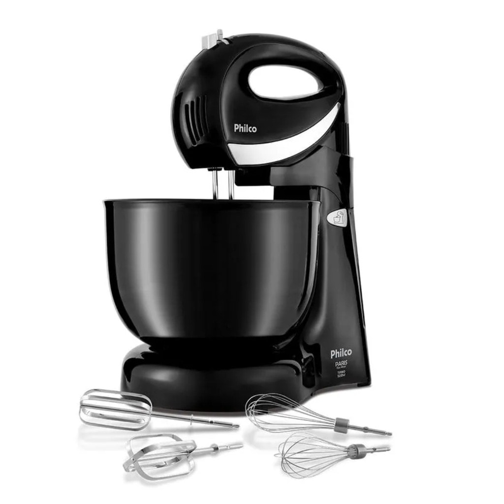 Imagem do Batedeira Philco Paris Duo Mixer Turbo 500w 4l Preta Funcao Portatil