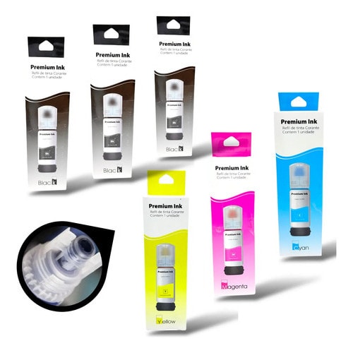 Imagem do 6x Tinta Para Epson L3250 L3150 L3210 L1250 L5290 L5590 Kit 3 Pretas 3 Coloridas