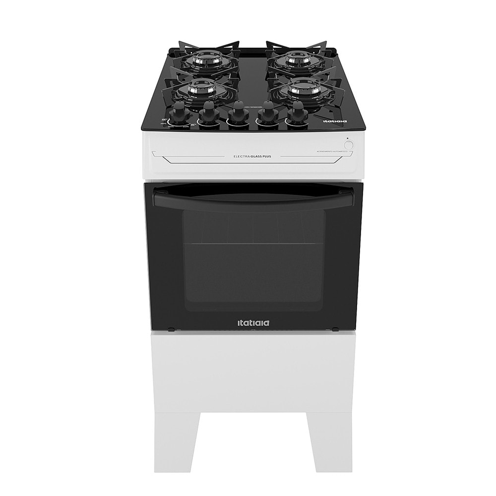Imagem do Fogao 4 Bocas A Gas Itatiaia Electra Glass Plus Mesa De Vidro Acendimento Automatico Branco Bivolt