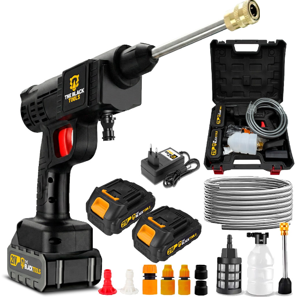 Imagem do Lavadora De Alta Pressao Bivolt Portatil Com 2 Baterias 21v Tpw600 The Black Tools