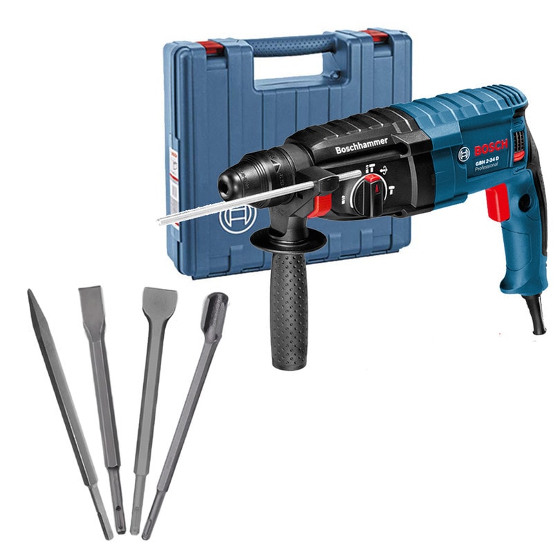 Imagem do Bosch Martelete Perfurador Gbh 2 24d 820w Sds Plus Com Maleta E Kit Talhadeiras